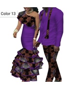 African couple Cotton clothing wax printing Women Skirt and Men&#39;s Shirt ... - £147.45 GBP