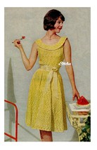 1960s Party Dress with Fun Scooped Neckline and Sash - Knit Pattern (PDF 1063) - £2.93 GBP