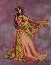 &quot;The Queen Flower Fairy&quot; Cross Stitch Kit w/ 16 Count Hand Dyed Aida - £62.75 GBP
