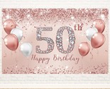 50Th Birthday Decorations For Women, Pink Rose Gold 50Th Birthday Banner... - £15.62 GBP