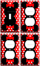 Minnie Mouse Ears Red Polka Dots Light Switch 3 Outlet Wall Plate Lot Girls Room - £28.88 GBP