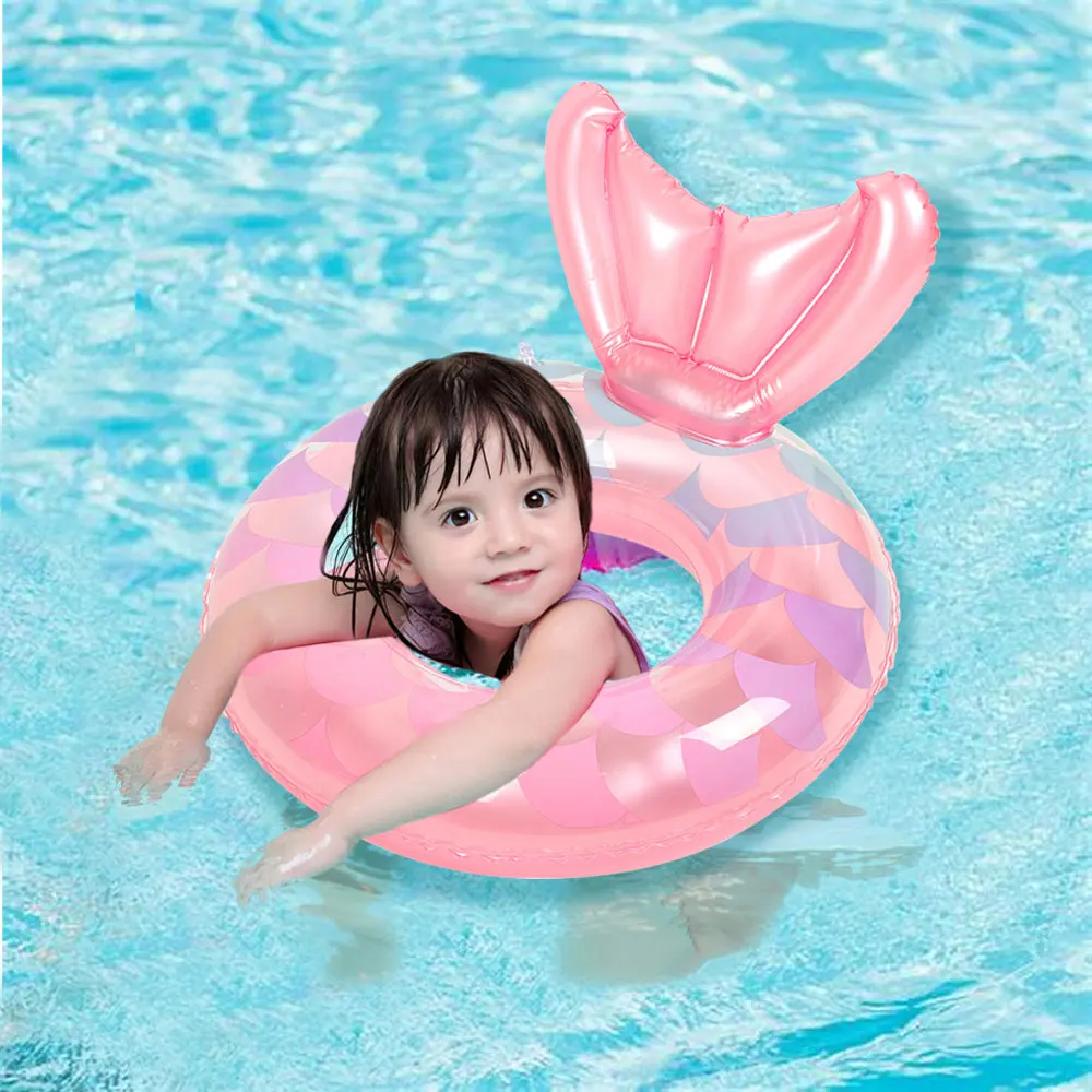 Mermaid Pool Float Tail Inflatable Swimming Ring Pool Floating Round for - $43.73