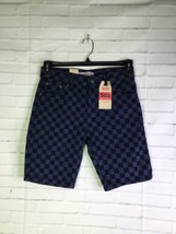 Levi&#39;s 502 Taper Fit Denim Jean Shorts Blue Checkerboard Print Big Boys Size 16 - £22.90 GBP