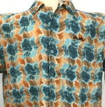 FUBU Aloha Hawaiian Shirt Size XL Blue Brown Tie Dye Shirt Welt Pocket - £23.48 GBP