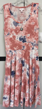 NWT LuLaRoe Small Pink White Blue Tie Dye Knit Fabric Nikki Sleeveless Dress - £37.97 GBP