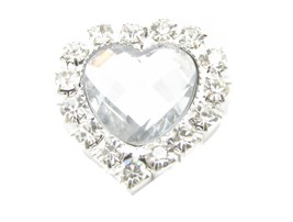 10 x Silver Heart Rhinestone Diamante Rhinestone Embellishment With Acry... - $5.15