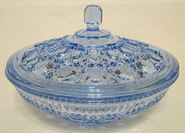 Blue Glass Lidded Candy Dish Intricate Design - £35.88 GBP