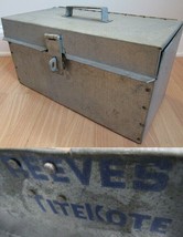Vintage HEAVY DUTY steel strong LOCK BOX corrugated 1950s REEVES TITE-KO... - £110.28 GBP
