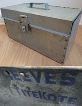 Vintage HEAVY DUTY steel strong LOCK BOX corrugated 1950s REEVES TITE-KO... - £111.84 GBP