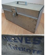 Vintage HEAVY DUTY steel strong LOCK BOX corrugated 1950s REEVES TITE-KO... - £110.02 GBP