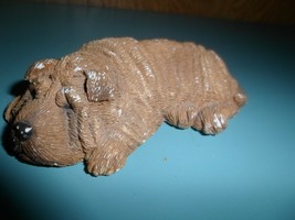 Vintage Charpie Dog Wrinkles S27 signed Ceramic Figurine3.5&quot;  brown - $8.80