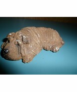 Vintage Charpie Dog Wrinkles S27 signed Ceramic Figurine3.5&quot;  brown - $12.26 CAD