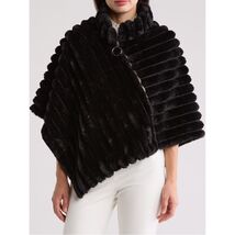 La Fiorentina Faux Fur Wrap Poncho, Black Fur, Classic &amp; Elegant, NWT - $149.00