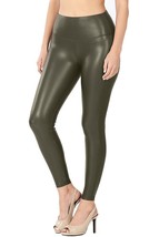 new Women&#39;s FAUX LEATHER LEGGINGS sz S Olive Green Stretchy Tight Pants ... - €15,99 EUR