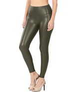 new Women&#39;s FAUX LEATHER LEGGINGS sz S Olive Green Stretchy Tight Pants ... - $347.28 MXN