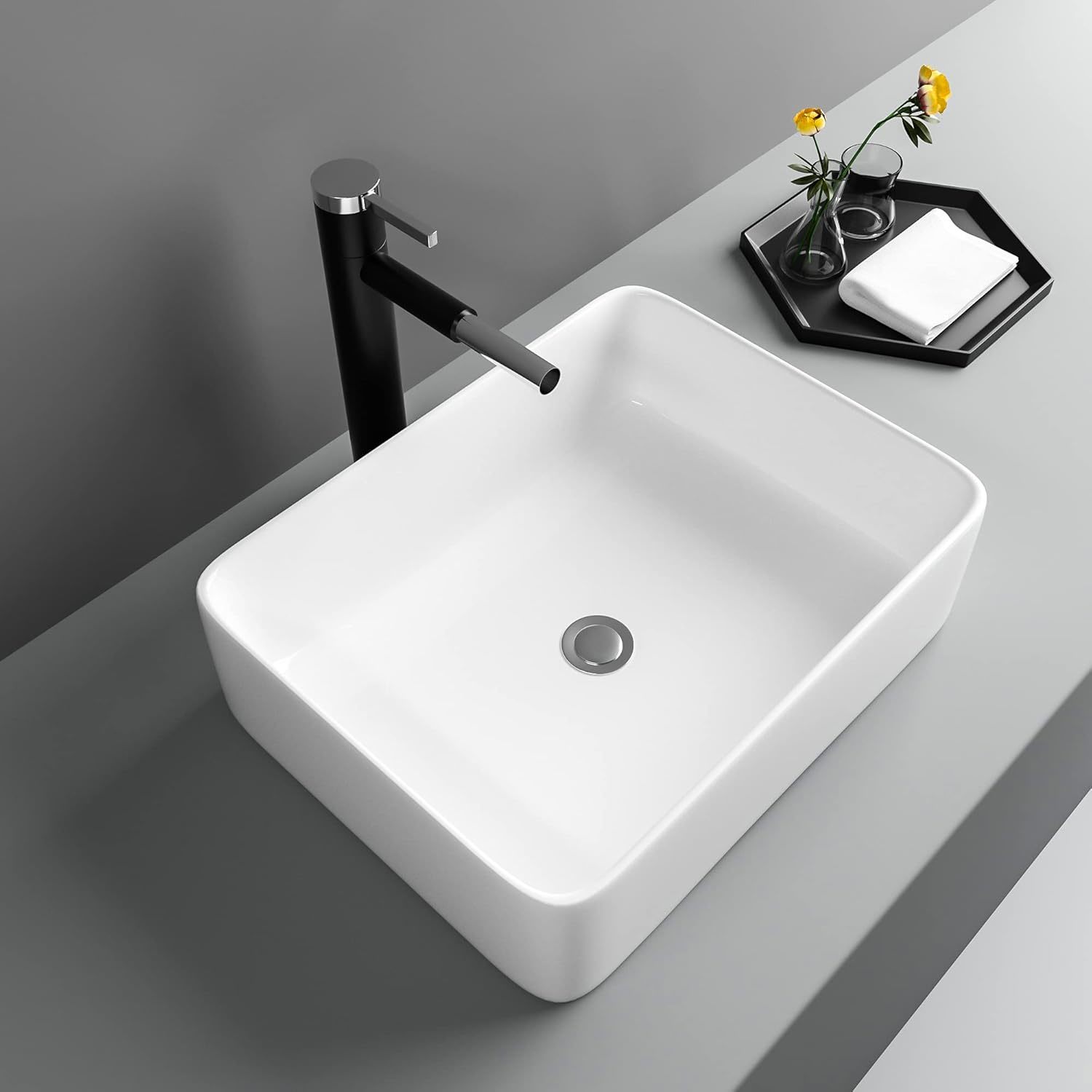 19&quot;X15&quot; Vessel Sink Rectangule Bowl Sinks For Bathrooms White Vessel Sin... - $65.99