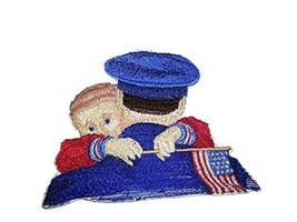 God Bless America Custom and Unique Patriotic Patches[Soldier With Boy ] Embroid - £12.13 GBP