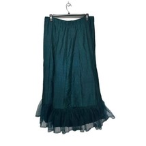 historical renaissance festival fantasy green long drawstring maxi Skirt - £36.86 GBP