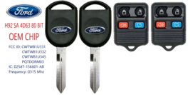 2 New Ford H92 SA 80 BIT OEM Original Chip + 4 button Remote Best Quality  A++ - £26.13 GBP