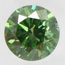 Round Shape Diamond Fancy Green Enhanced Loose 0.38 Carat SI2 IGI Certificate - £315.83 GBP