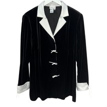 Coldwater Creek Womens Velvet Tuxedo Blazer Plus Size 18W Black White Bow - £31.25 GBP