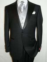 Men&#39;s Mantoni Wool Tuxedo Peak Lapel One Button 40901 Black - £235.98 GBP