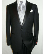 Men&#39;s Mantoni Wool Tuxedo Peak Lapel One Button 40901 Black - £241.27 GBP