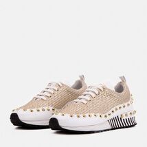 The Aurelia White Gold Woven Leather Women Sneaker image 2