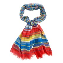 DY Light Floral Long Flowers Stripes Red Yellow Blue 72x31in Polyester S... - $18.95