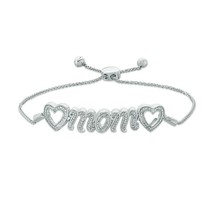1/10CT Round Moissanite Heart Mom Adjustable Bolo Bracelet White Gold Pl... - $107.33
