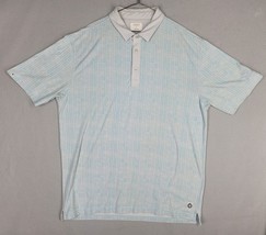 Linksoul Shirt Mens XL Blue Geometric Polo Quarter Button Golf Tempus Fugit - £17.10 GBP