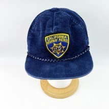 Vintage California Highway Patrol Police Blue Corduroy Snapback Hat Cord Rope - £16.02 GBP