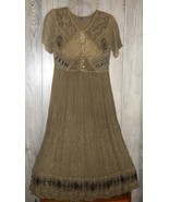 Vintage Embroidered Dark Olive Green Boho Dress Small MPH Festival Gypsy  - €30,40 EUR