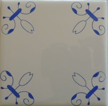 Blue and White Delft Style wall tile Tulip Design - $4.00