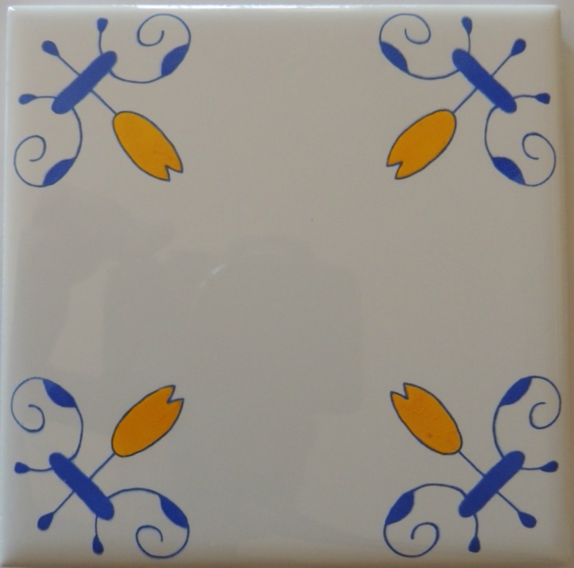 Blue and White Delft Style wall tile Tulip Design - $5.00