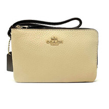 NWT Coach Double Corner Zip Leather Wristlet in Colorblock  - £59.87 GBP