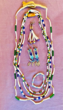 Vintage Dentalium Shell &amp; Bead Necklaces earrings bracelet jewelry long ... - $79.01 CAD
