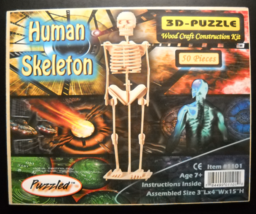 Puzzled Human Skeleton 3D Puzzle Wood Craft Construction Kit Sealed Age 7 and Up - $7.99