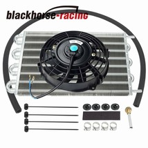 Aluminum 15-1/2&quot; Radiator Transmission Oil Cooler &amp; 7&quot; Cooling Fan Kit Universal - £42.39 GBP