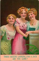Vtg Postcard 1910s - Three Queens Looking for a Jack Dressed Up Victorian Girls - £4.77 GBP