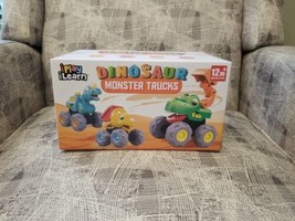 iPlay iLearn Dinosaur Monster Trucks Toy Pull Back Cars Vehicles 12+Months New - £18.58 GBP