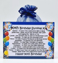 90th Birthday Survival Kit (Blue) - Fun Novelty Keepsake Gift &amp; Card All In One - £6.22 GBP