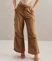 Oh Polly Cargo Pants Wide Leg RORI Trousers in Tan Size Small Low Rise W... - $23.81
