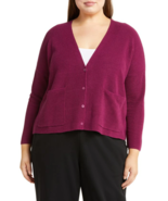 EILEEN FISHER Sz XL Organic Linen Cotton Cardigan Cranberry V Neck Knit ... - $148.10