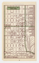 1951 Original Vintage Map Of Jacksonville Florida Downtown Business Center - £15.31 GBP
