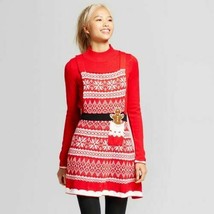 Xhiliration Pinafore Christmas Holiday Snowflake Sweater Dress Small NWT - $27.10