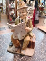 Man Reading Racing Form Figurine Cigar Suitcase Holes in Socks 7" - $34.64