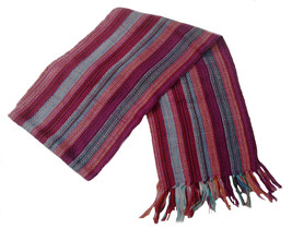 Alpakaandmore Unisex 100% Red Alpaca Wool Scarf, Shawl Stripes 63&quot;x 4.72&quot; - £26.28 GBP