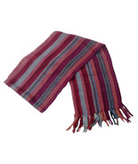 Alpakaandmore Unisex 100% Red Alpaca Wool Scarf, Shawl Stripes 63"x 4.72" - $34.00
