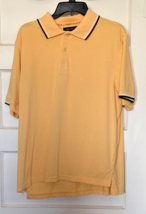Perry Ellis Yellow Polo Shirt with Black Trim Size L - $22.10